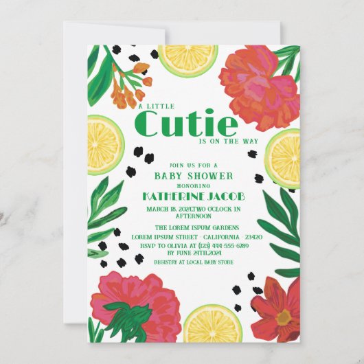 Kleine cutie op de weg Citrus baby shower I Kaart (Voorkant)
