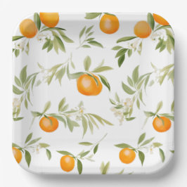 Kleine cutie op de weg Oranje citrus Baby shower Papieren Bordje