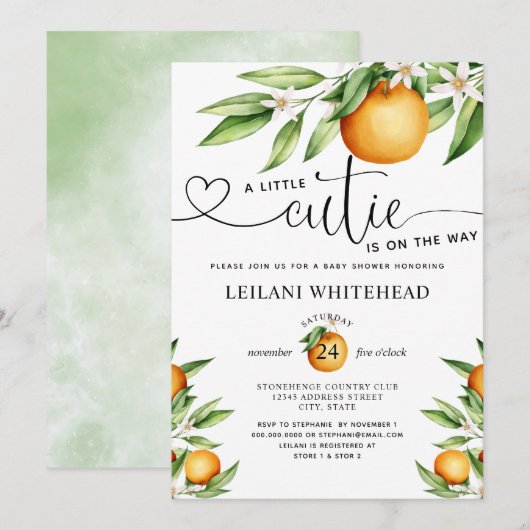 Kleine Cutie op weg naar Baby shower Kaart (Voorkant / Achterkant)