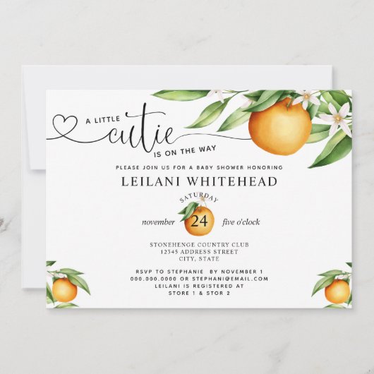 Kleine Cutie op weg naar Waterverf Baby shower Kaart (Voorkant)