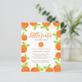 Kleine Cutie op Weg Oranje Baby shower Uitnodiging (Staand voorkant)