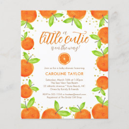Kleine Cutie op Weg Oranje Baby shower Uitnodiging