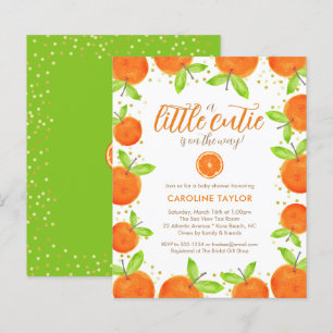 Kleine Cutie op Weg Oranje Baby shower Uitnodiging