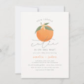 Kleine Cutie | Oranje Baby shower bloesem Kaart (Voorkant)