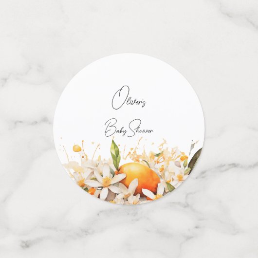 Kleine cutie Oranje Baby shower Citrus Tangerines Confetti