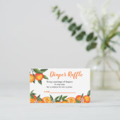 Kleine Cutie Oranje Baby shower Diaper Raffle Informatiekaartje (Staand voorkant)