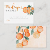 Kleine Cutie Oranje Baby shower Diaper Raffle Informatiekaartje (Voorkant / Achterkant)