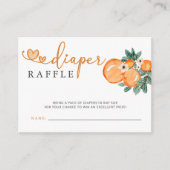 Kleine Cutie Oranje Baby shower Diaper Raffle Informatiekaartje (Voorkant)
