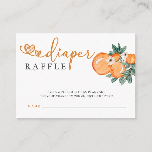 Kleine Cutie Oranje Baby shower Diaper Raffle Informatiekaartje (Voorkant)