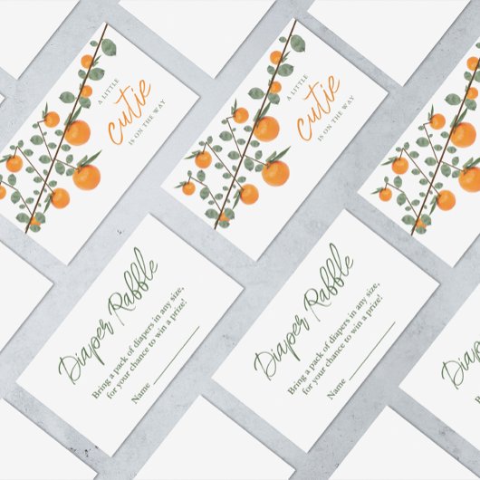 Kleine Cutie Oranje Baby shower Diaper Raffle Informatiekaartje