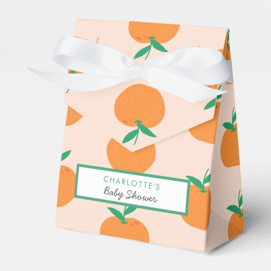 Kleine Cutie Oranje Baby shower Favor Box Bedankdoosjes (Voorkant Zijde)