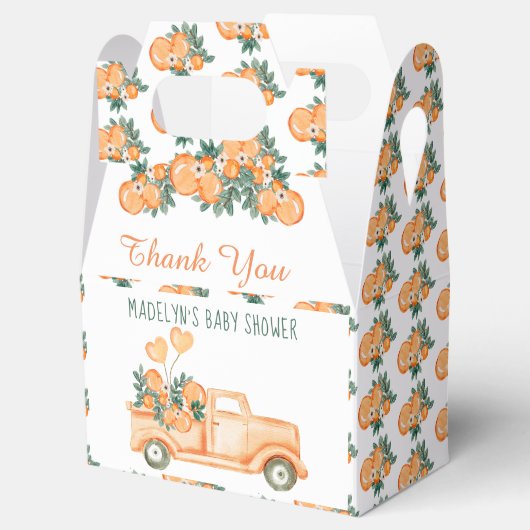 Kleine Cutie Oranje Baby shower Favor Box Bedankdoosjes (Geopend)