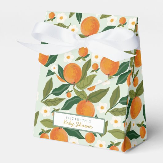 Kleine Cutie Oranje Baby shower Favor Box Bedankdoosjes (Voorkant Zijde)