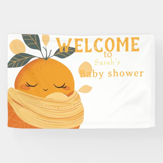 Kleine cutie oranje Baby shower Spandoek (Horizontaal)