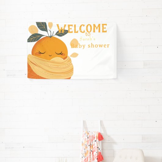 Kleine cutie oranje Baby shower Spandoek (Insitu)