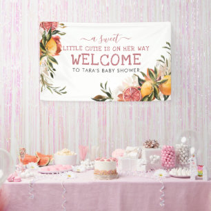 Kleine Cutie   Oranje Baby shower van citrusvrucht Spandoek