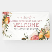Kleine Cutie | Oranje Baby shower van citrusvrucht Spandoek (Horizontaal)