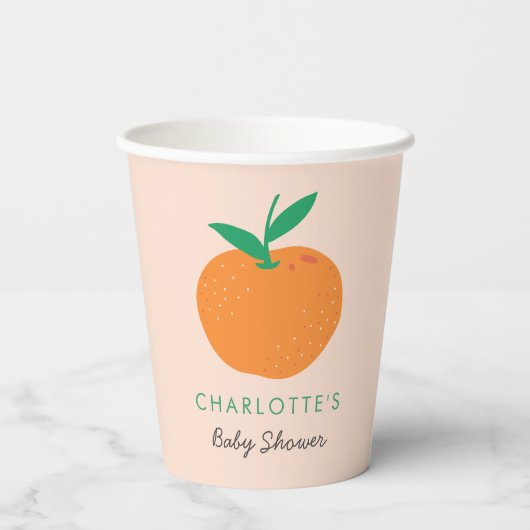 Kleine Cutie Oranje Baby showers papieren bekers (Achterkant)