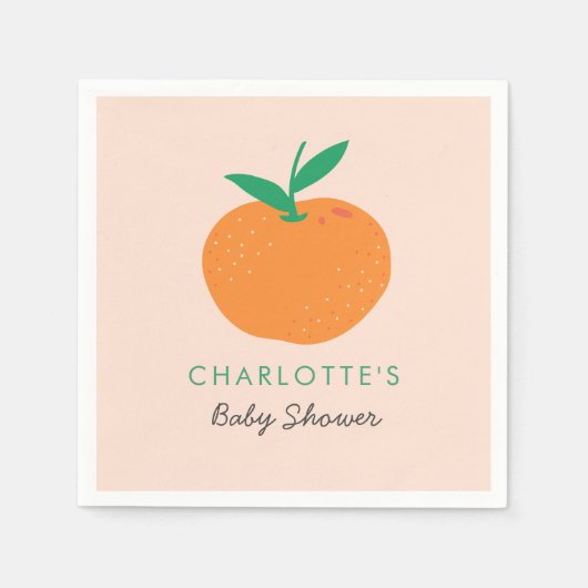 Kleine Cutie Oranje Baby showers servetten (Voorkant)