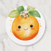 Kleine Cutie Oranje Citrus Baby shower Bedankjes Labels (Achterkant)