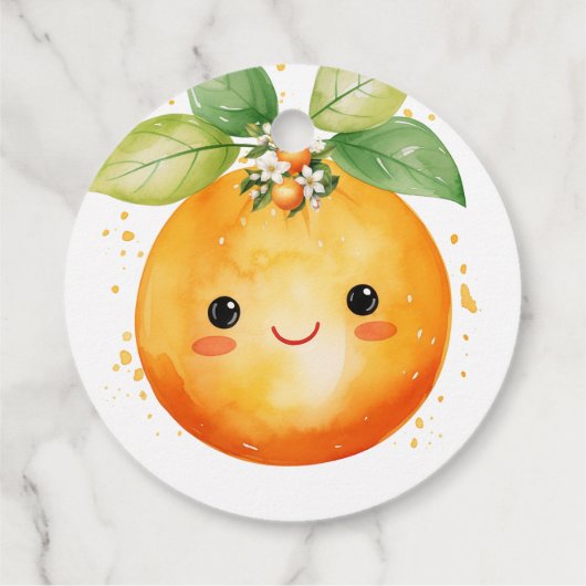 Kleine Cutie Oranje Citrus Baby shower Bedankjes Labels (Achterkant)