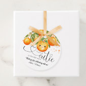 Kleine Cutie Oranje Citrus Baby shower Bedankjes Labels