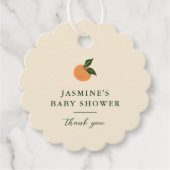Kleine Cutie Oranje Citrus Baby shower Bedankjes Labels (Voorkant)