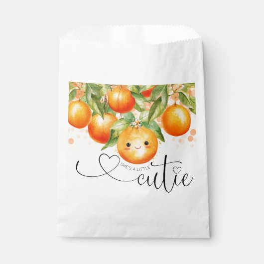 Kleine Cutie Oranje Citrus Baby shower Bedankzakje (Voorkant)