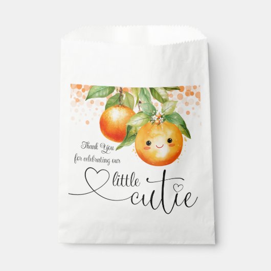 Kleine Cutie Oranje Citrus Baby shower Bedankzakje (Voorkant)