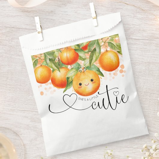 Kleine Cutie Oranje Citrus Baby shower Bedankzakje