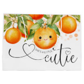 Kleine Cutie Oranje Citrus Baby shower Groot Cadeauzakje (Achterkant)