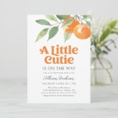 Kleine Cutie Oranje Citrus Baby shower Kaart (Staand voorkant)