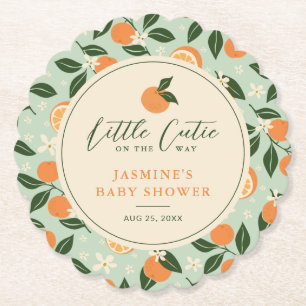 Kleine Cutie Oranje Citrus Baby shower Kartonnen Onderzetters