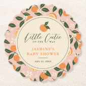 Kleine Cutie Oranje Citrus Baby shower Kartonnen Onderzetters (Voorkant)