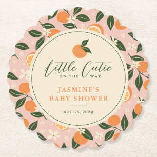 Kleine Cutie Oranje Citrus Baby shower Kartonnen Onderzetters