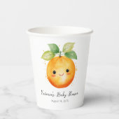Kleine Cutie Oranje Citrus Baby shower Papieren Bekers (Achterkant)