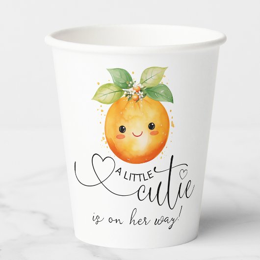 Kleine Cutie Oranje Citrus Baby shower Papieren Bekers
