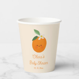 Kleine Cutie Oranje Citrus Baby shower Papieren Bekers