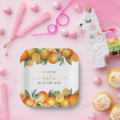 Kleine Cutie Oranje Citrus Baby shower Papieren Bordje (Feest)
