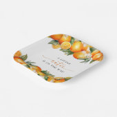 Kleine Cutie Oranje Citrus Baby shower Papieren Bordje (Gebogen)