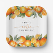 Kleine Cutie Oranje Citrus Baby shower Papieren Bordje (Voorkant)