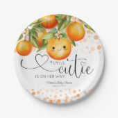 Kleine Cutie Oranje Citrus Baby shower Papieren Bordje (Voorkant)