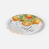 Kleine Cutie Oranje Citrus Baby shower Papieren Bordje (Gekanteld)