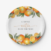 Kleine Cutie Oranje Citrus Baby shower Papieren Bordje (Voorkant)