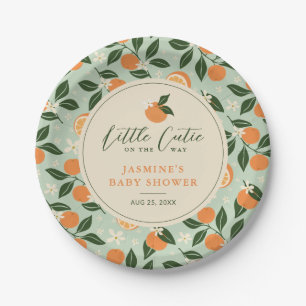 Kleine Cutie Oranje Citrus Baby shower Papieren Bordje