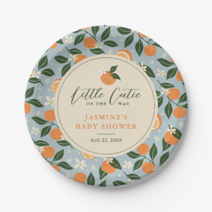Kleine Cutie Oranje Citrus Baby shower Papieren Bordje