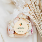 Kleine Cutie Oranje Citrus Baby shower Ronde Sticker