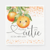 Kleine Cutie Oranje Citrus Baby shower Servet (Voorkant)