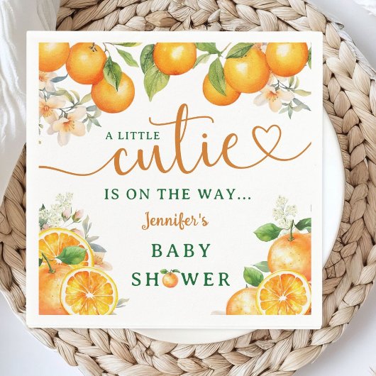 Kleine Cutie Oranje Citrus Baby shower Servet