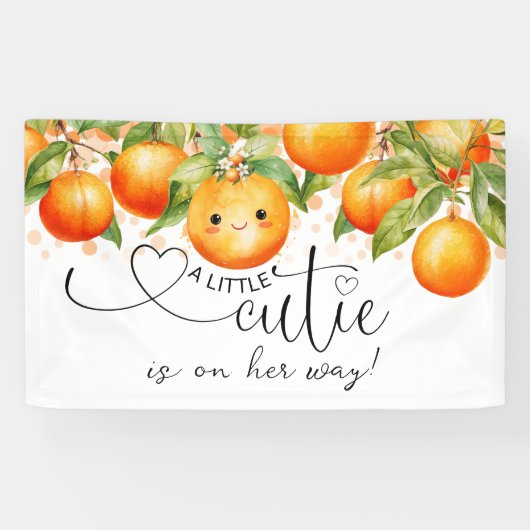 Kleine Cutie Oranje Citrus Baby shower Spandoek (Horizontaal)